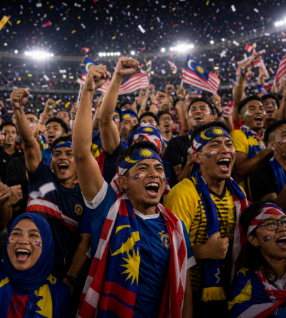 Fans cheering in red
